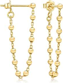 By Ross-Simons 18kt Gold Over Sterling Bead-Chain Drop Earrings - 1 - 查看 6