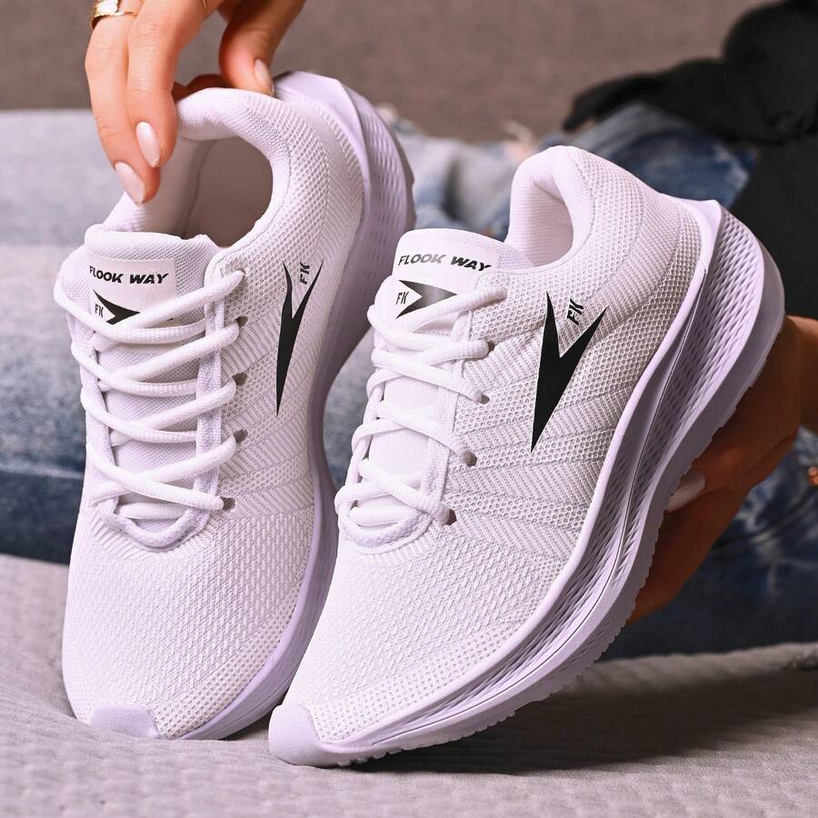 Women's Athletic Shoes For Outdoor Training, Walking, Running, Soft And Comfortable. - 白/黑 - 查看 1