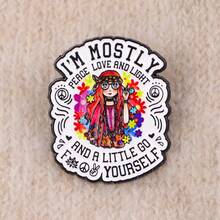 Hippie Peace Sign Brooch, Unique Enamel Lapel Pin - Personalized Badge For Backpacks And Clothes - Multicolor - View 2