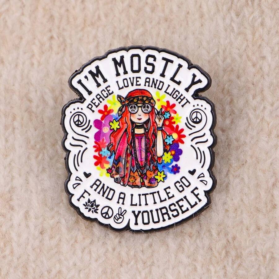 Hippie Peace Sign Brooch, Unique Enamel Lapel Pin - Personalized Badge For Backpacks And Clothes