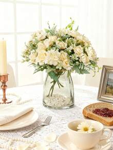 1/80PCS 9.44inch Artificial Camellia Bud Rose Hydrangea DIY Wreath Material Home Bedroom Vase Decoration Valentine's Day And New Year Decoration, Wedding Decoration, Bridal Handheld Flower Material Suitable For Wedding Decoration, Home, Restaurant, Bedroom, Kitchen, Room Decoration, Holiday Birthday Party Accessories, Outdoor Garden Decoration, Garland Party Wedding Holiday, Family Restaurant Bedroom Decoration, Winter Decoration, Birthday Gifts - Champagne - View 3