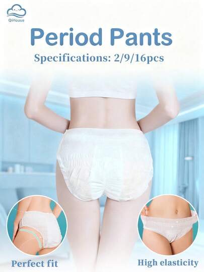 2/9/16 Pads, Menstrual Panties, Overnight Panty-Style Sanitary Napkins, Disposable Underwear, Period Panties, Leak-Proof, Breathable, Highly Absorbent, Soft And Breathable, Period Safety Panties, Family Pack, Leak-Proof Menstrual Underwear, Absorbent Underwear