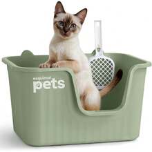 ESQUIMAL Arenero Inodoro para Gato Caja de con Pala, Paredes Altas (Verde, Regular) BAR8 - Amarillo - Ver 10
