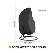 Oxford 210 Double Egg Hanging Chair Cover For Patio, Water Resistant, Durable, Waterproof, For Outdoor Porch Wicker Egg Swing. - Black - View 4