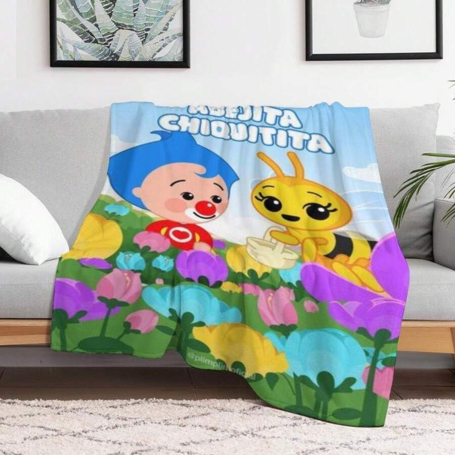 Plim Plim Blanket Cozy Cartoon Blanket With Plim Plim Enjoying A Fun Circus Ride, Flannel Material Makes It Perfect For Chilling Children's Blankets Using Multi-Color Digital Printing Technology, Suitable For All Seasons, Machine Washable. Applicable For Sofa, Bedding, Office, Also Suitable For Camping And Travel, An Ideal Gift For Birthdays And Holidays. - 如圖所示 - 查看 1