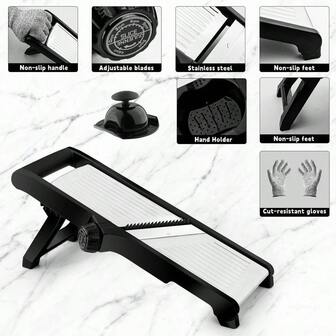 Slicer, Adjustable Mandoline Slicer For Kitchen, Stainless Steel Mandolin Vegetable Chopper For Potato, Julienne...