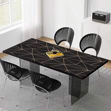 1卷几何图案自粘墙纸，防水防油，适用于厨房台面、橱柜、抽屉、搁板装饰，易撕易贴，也适用于卧室墙面装饰和家具翻新，异形条纹风格墙纸 - 黑色 - 查看 9