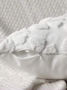 1 Stück Schleife Dekorative Kissenbezug Set, süß & verspielt, Raumdekoration, Kunstfell, weiche Schleife, College-Stil, flauschig, eleganter Kissenbezug, geeignet für Bett, Sofa, Sessel, Herbst/Winter, Valentinstag Dekoration - Weiss - Übersicht 2