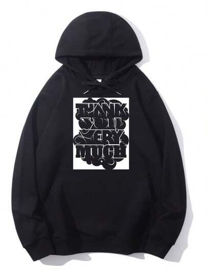 'Thank You Very Much' 3D Retro Typography Artistic Graphic SweatshirtUnisex Hoodie: Loose Fit, Makes You Look Slimmer, Stylish For The Street. Classic Hood, Easy To Match, Fits All Body Types.
