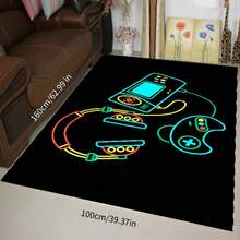 Alfombra de área con diseño de control de juegos creativo moderno, lavable a máquina, con respaldo antideslizante, de fibra de poliéster, hecha a máquina, alfombra de baño para sala de estar, dormitorio, decoración de oficina en casa - 1 pieza - Multicolor - Ver 16