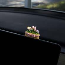 Healing Series Resin Tulip Car Ornament - Mini Floral Dashboard Decoration, Vibrant Pink And Yellow Tulips, No Power Required,  Car Interior Accessories, Exclusive For Women - 鬱金香 - 查看 9