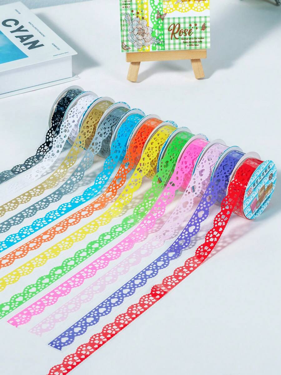 1 Cuộn Băng Ren Rỗng, Băng Trang Trí Quà Tặng Tinh Tế, Băng Ren Làm Bằng Chất Liệu Trong Suốt Chống Thấm Nước, Băng Không Khí Lễ Hội - Nhiều màu - Xem 1