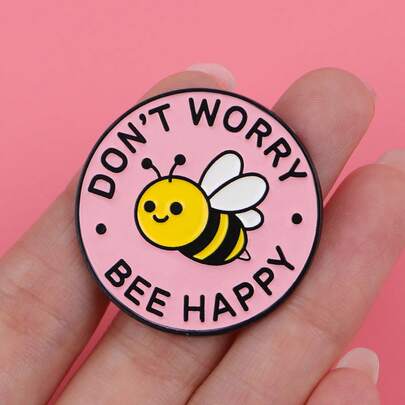 1pc Cute Enamel Bee Brooch Pin - Lovely Badge For Backpacks And Clothes