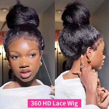 NARNI 36 Inch Invisible Strap 360 Lace Wigs Human Lace Wigs 250 Density Deep Wave Lace Front Wigs Human Hair Glueless 360 HD Full Lace Wig Pre Plucked Drawstring Wig Human Hair Brazilian 13x4 HD Curly Human Hair Wig For Women Natural Black Color - Natural Black - 查看 11