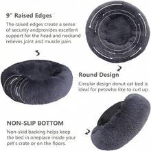 Soothing Donut Dog Bed For Small & Medium Breeds: Plush Anti-Anxiety Design, Machine Washable & Durable For Pets Up To 45 Lbs, The Cozy Cuddle Donut - 15 inch - Xám đậm - Xem 5