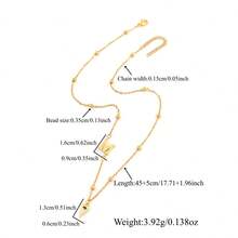 1pc New Fashion Initial Heart Eye Pendant Golden Stainless Steel Bead Chain Necklaces For Women - Yellow Gold - View 2