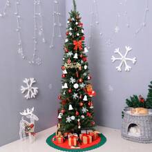 HOMCOM Christmas Tree Artificial Artificial Fir Christmas Tree, Including Stand Poinsettia 2.1 M, Green - Green - View 8