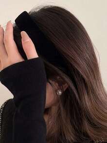 1 Piece Circumference 14.17inch / 36cm Brown High Crown Sponge Headband, Fashionable And Versatile, Simple Style, Suitable For Daily Wear, Shower, Makeup, Matching Outfits, Suitable For Autumn And Winter, Hairband, Women's Headband - 黑色 - 查看 5