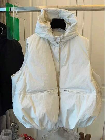 Women's 2025 Fall Spring Vest Casual Sleeveless Hooded Button Placket Jacket Winter Coat