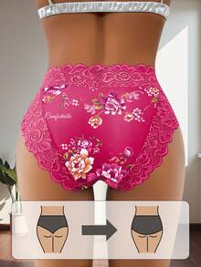 QUASTI 3 Stücke Damen-Höschen-Set: Romantischer Blume Muster, sexy Spitzenbesatz, angenehmer Stoff, hautfreundlich und atmungsaktiv. Eine perfekte Geschenkidee. - Verschiedenfarbig - Übersicht 4