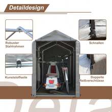Bicycle Garage Tool Shed 187x100x160 Cm, Garden Shed Garage Tent Storage Tent, Dark Gray