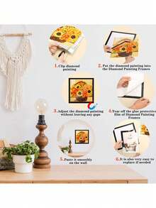 1pc Magnetic Diamond Art Frame, Self-Adhesive Photo Frame For Office And Home Wall Decor - Black - View 4