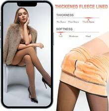 Fleece Lined Tights Women Sheer Warm Pantyhose Leggings Fake Translucent Thermal Winter Thick Tights For DressesHalloween Christmas New Year - 斯特拉普布朗 - 查看 2
