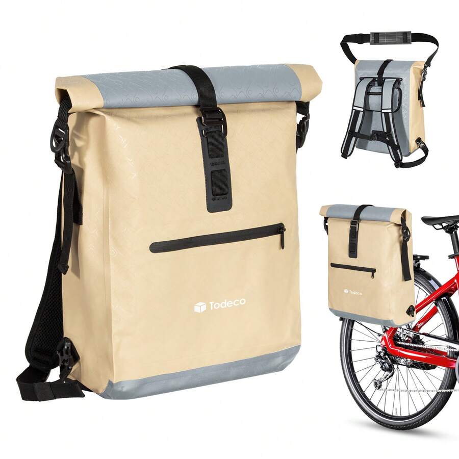 Bicycle Backpack (20 L), Rear Pannier, Waterproof Backpack And Shoulder Bag, Waterproof And Reflective, Laptop Compartment