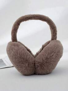 FADZOYLE 1pc Foldable Fluffy Wool Ear Muffs, Adjustable Headband, Soft Wool Lining, Unisex Winter Ear Warmers, Coffee Brown - màu đen - Xem 1