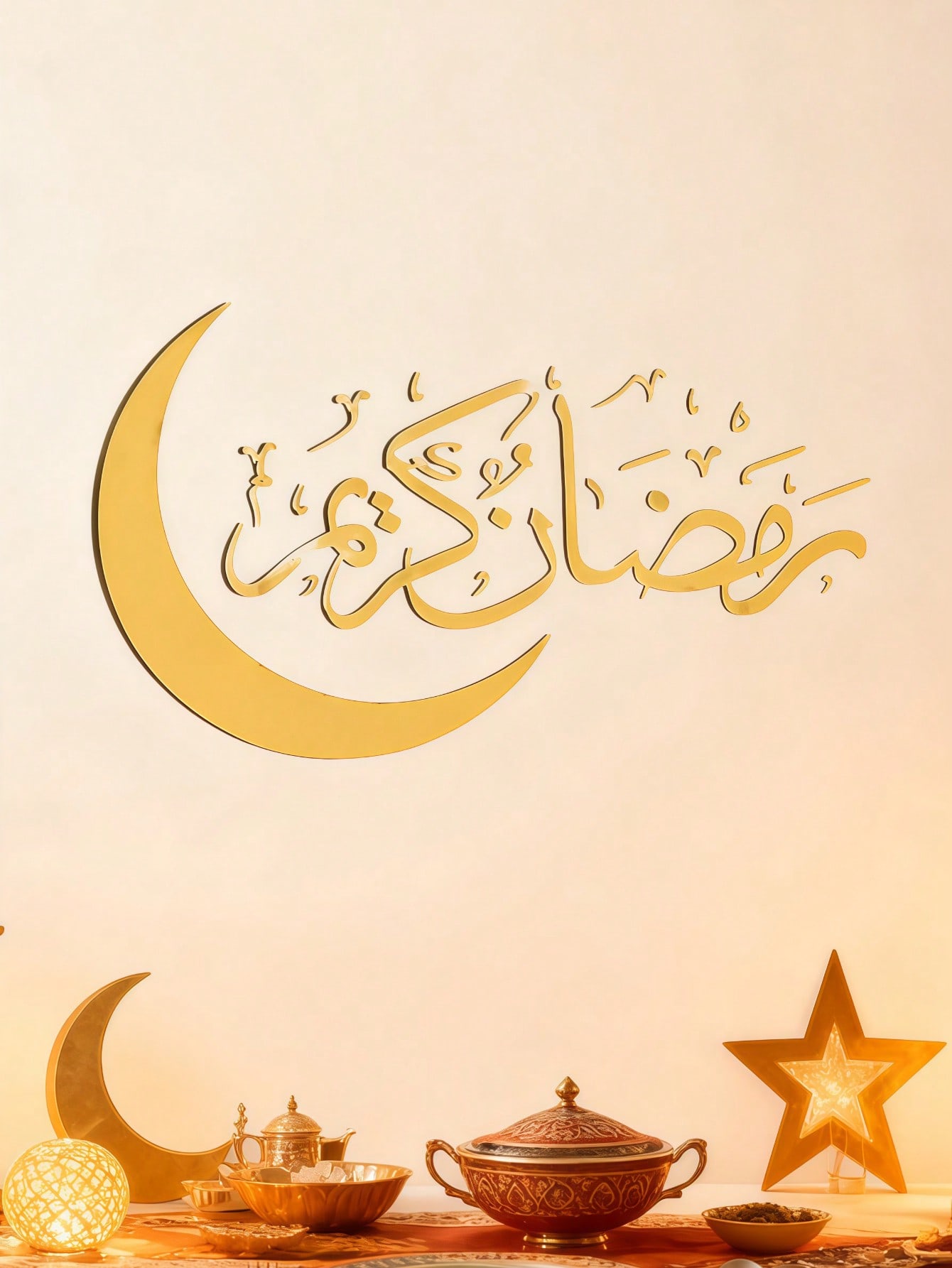 ملصق حائط بخط عربي بموضوع رمضان، ملصق حائط بطراز إ...