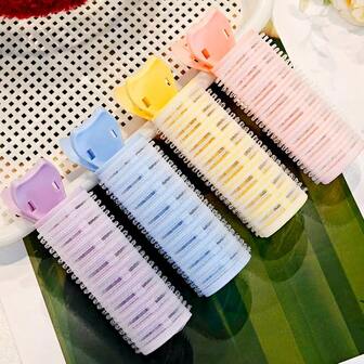 4件套多色自粘式手动卷发棒套装 - 无需加热，防滑，DIY卷发器，便携易用，不伤发，适合日常造型、旅行、宿舍、派对妆容，轻松打造自然卷发，女性美发爱好者必备，美发造型套装，美发工具套装