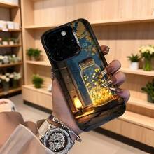 Funda para telefono de silicona negra con estampado de tarro de cristal con flores luminosas y farol vintage ideal para amantes de la decoracion romantica y floral Aplicable a los teléfonos de la serie Apple y Galaxy - Blanco - Ver 4