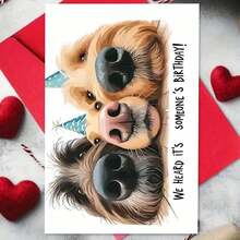 Adult Birthday Card For Dog Lovers - Cute Pups With Party Hats "Someone's Birthday" Greeting (With Envelope) - Multicolor - View 7