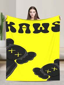 1Pc Kawss Kawaii Kaw Blanket Anime Lovers Gift Idea - Luxuriously Soft Flannel Blanket For Couch, Camping & Travel Adventures - màu đen - Xem 3