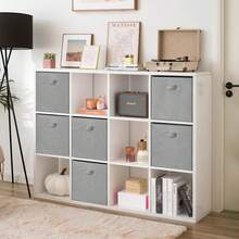 Foldable Fabric Cube Storage Bin With Handle For Closet, Nursery, And Office, 11 Inch, 3pk/6pk, Beige/Black/Grey - 灰色 - 查看 2