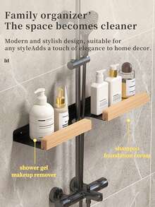 1件，洗脸盆置物架，免钻孔排水置物架，可置于马桶水槽龙头上方，非常适合整理浴室用品和配件，浴室配件，浴室工具 - 彩色 - 查看 4