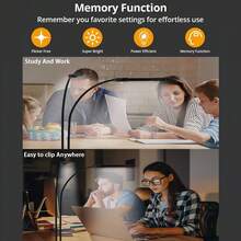 Yogle 1pc LED Desk Lamps For Home Office Tall Desk Light With Base Flexible Gosseneck Adjustable Height 5-Level Dimmable Brightness & Color Architect Lamp For Working Reading Crafting Study Black