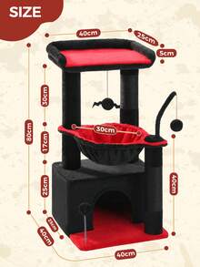 PAWZ Road 33" Cactus Cat Tree, Cat Tower For Indoor Cats With Large Cat Cave, Scratching Post For Cats With Deep Hammock And Cozy Top Resting Place - màu đen - Xem 4