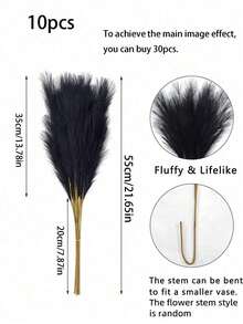 10/20/30/40 株人造芦苇草，高 54 厘米（21.27 英寸）。蓬松丝质人造芦苇草花。波西米亚风格装饰。适合情人节、母亲节、春季家居装饰，可用于客厅、厨房、婚礼、花瓶、卧室、房间、花园等。