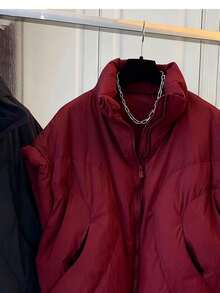 Áo khoác ngoài không tay chần bông cho nữ, áo khoác nhẹ kiểu dáng mùa đông - Màu Đỏ Sâu - Xem 5