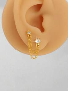 Gold Four-leaf Tassel Earrings