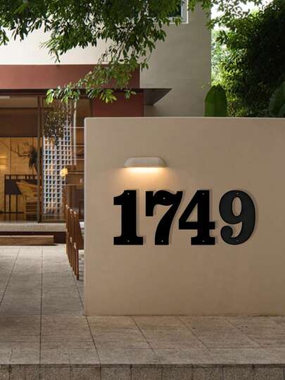 1 pieza Placa de número de metal minimalista moderno 0-9 combinable libremente, placa de número de dirección residencial, número de buzón montado en la pared exterior, adecuado para entradas exteriores, puertas principales, puertas traseras, jardines, puertas de garaje, tienda, decoración de estudio y decoración del hogar.