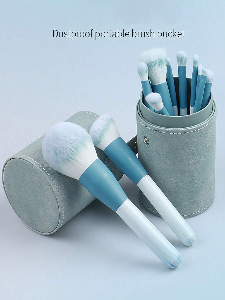 Balde de almacenamiento de brochas de maquillaje, a prueba de polvo, multicolor, balde vacío para brochas, balde de maquillaje de PU, almacenamiento de cosméticos, adecuado para el hogar, viajes, exteriores, almacenamiento portátil - Multicolor - Ver 1