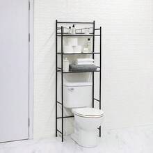 Over-The-Toilet 3-Shelf Bathroom Storage Unit - Black Steel - màu đen - Xem 4