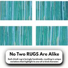 Alfombras de algodn de 24x 36 pulgadas, multicolor oscuro, tejidas a mano y alfombras de entrada de cocina - verde azulado + Tonal Rugs(24x36) - Ver 10