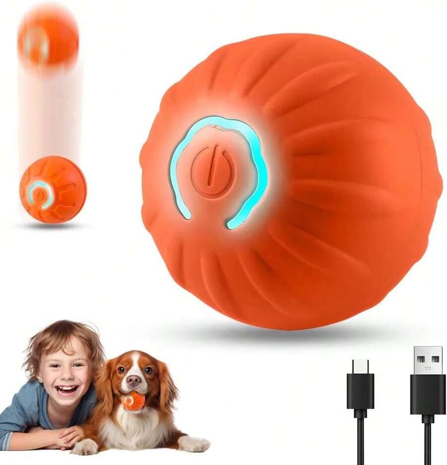 Interactive Pet Toys Automatic Rolling Ball, Bouncing Vibrating Dog Balls, Puppies Toys, Motorized Rolling Ball Puppies Toy, Rechargeable Automatic Moving Swinging Toy - Royal Blue - View 1