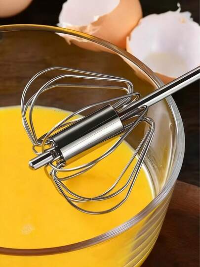 不锈钢手动打蛋器 - 手摇旋转搅拌器，适用于奶油、面粉和烘焙 - 耐用、易用、多功能厨房工具，适合家庭厨师，厨房搅拌用具 | 符合人体工程学的手柄 | 耐用搅拌器，厨房打蛋器