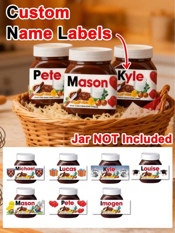 1/2/4/8pcs, Personalised Jar Labels, Party Decor For Gatherings And Celebrations, Chocolate Lovers – A Deliciously Personal Surprise.Valentine's Day Gift, Personalized Peanut Butter Chocolate Bottle Labels, Tag Custom Name, Birthday Gift Decoration Stickers, Wedding Gifts, Wedding Accessories, BridemaidsGift, Christmas Gift, Christmas Decor, Thanksgiving Gift, New Year Gift, Party Decor