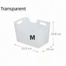 1个/3个装塑料软质收纳篮，长方形小篮，透明，适用于家庭、浴室、书桌、橱柜，S/M/L码 - 透明 - 查看 12