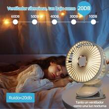 Mini ventilador portátil con clip, con luz led, regargable,5 velocidad - Blanco - Ver 3
